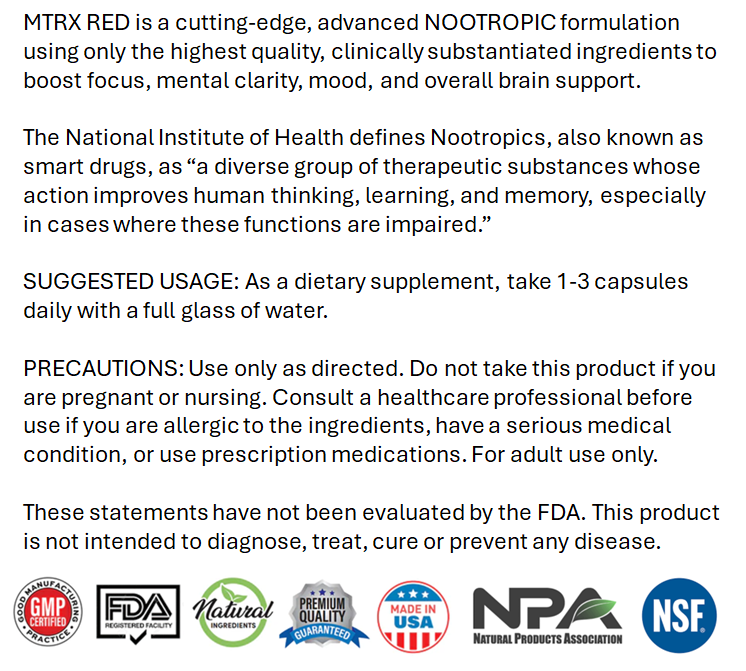 MTRX RED (NOOTROPIC) 60ct – High T Products, LP