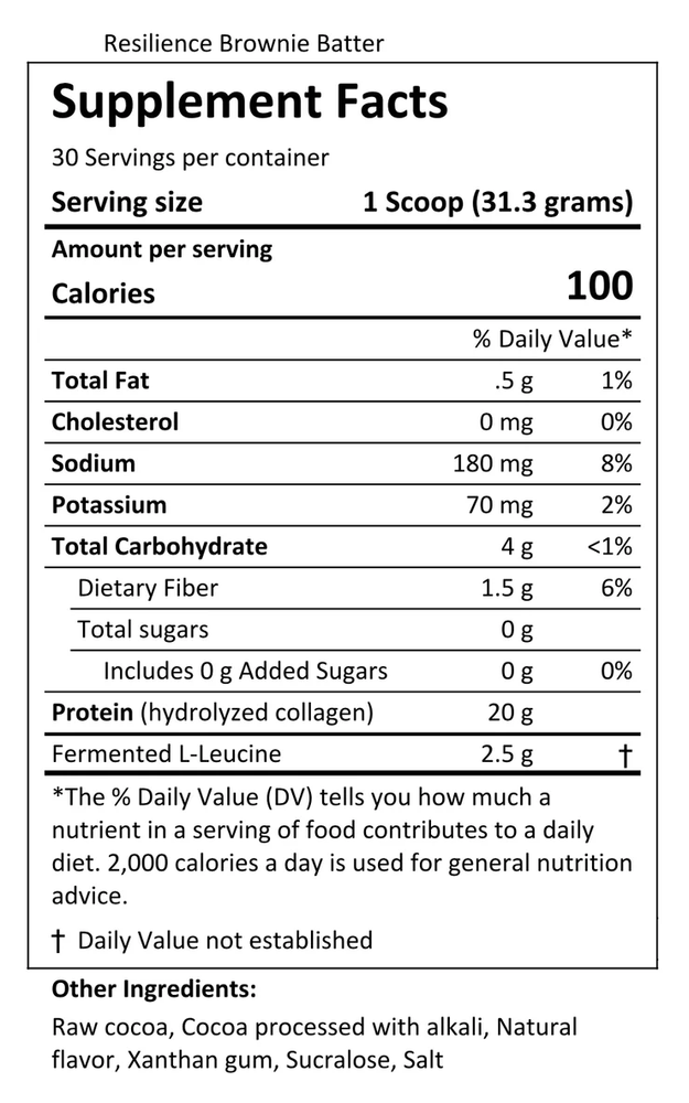 
                  
                    RESILIENCE - Collagen Protein 939g (Brownie Batter)
                  
                