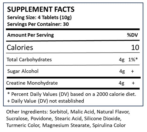 
                  
                    Creatine Tablets 120ct (Apple)
                  
                